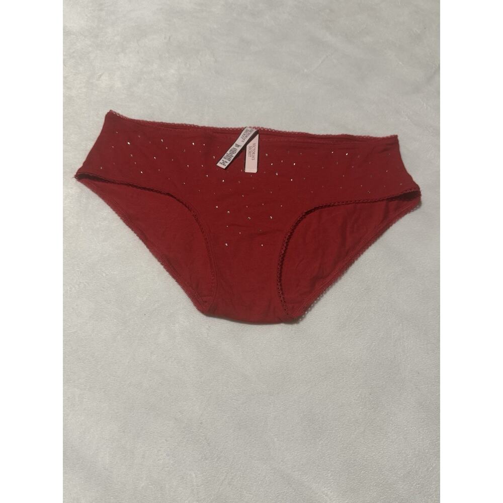 Victoria's Secret Red Rhinestone Cotton Hiphugger Panty - Size XL